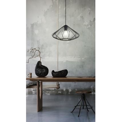 Eglo - Ljuskrona med textilsladd 1xE27/40W/230V diameter 42,5 cm svart