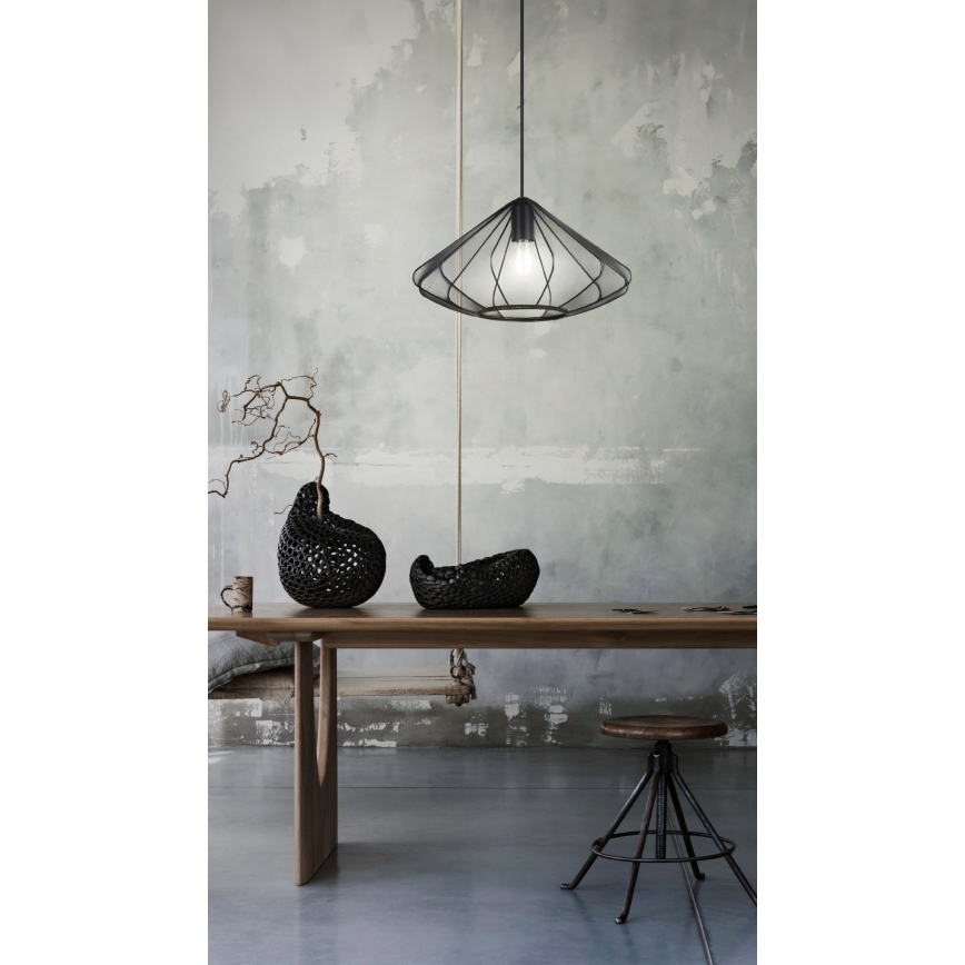 Eglo - Ljuskrona med textilsladd 1xE27/40W/230V diameter 42,5 cm svart