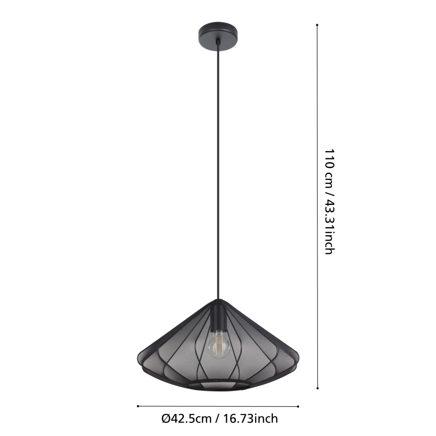 Eglo - Ljuskrona med textilsladd 1xE27/40W/230V diameter 42,5 cm svart