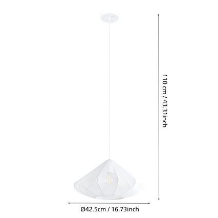 Eglo - Ljuskrona med textilsladd 1xE27/40W/230V diameter 42,5 cm vit