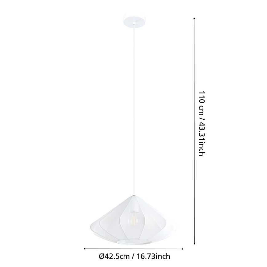 Eglo - Ljuskrona med textilsladd 1xE27/40W/230V diameter 42,5 cm vit