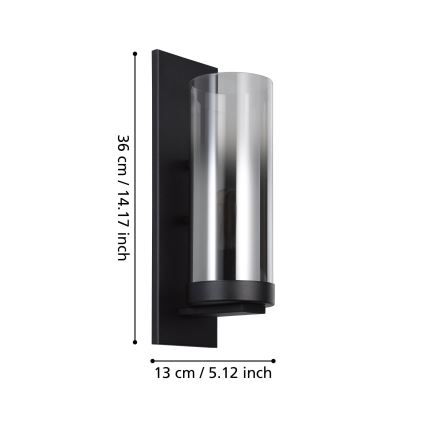 Eglo - Vägglampa 1xE27/40W/230V svart
