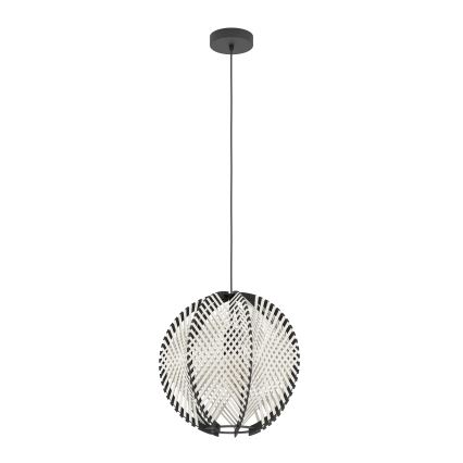 Eglo - Ljuskrona med textilsladd 1xE27/40W/230V diameter 40 cm vit/svart