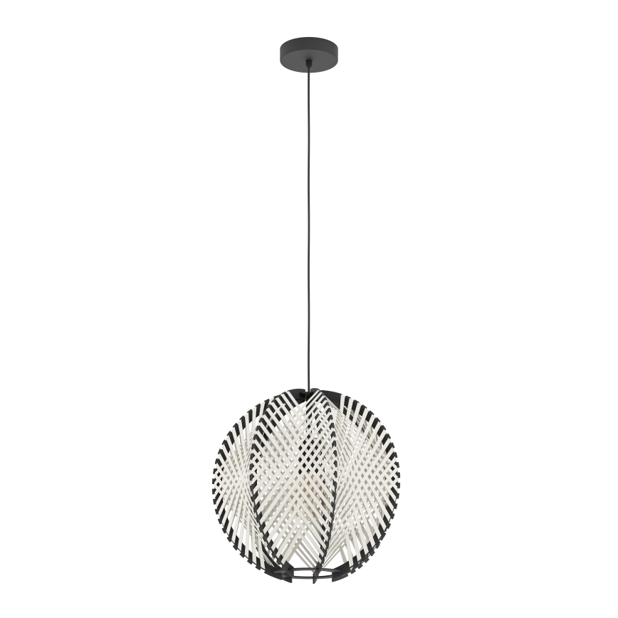 Eglo - Ljuskrona med textilsladd 1xE27/40W/230V diameter 40 cm vit/svart