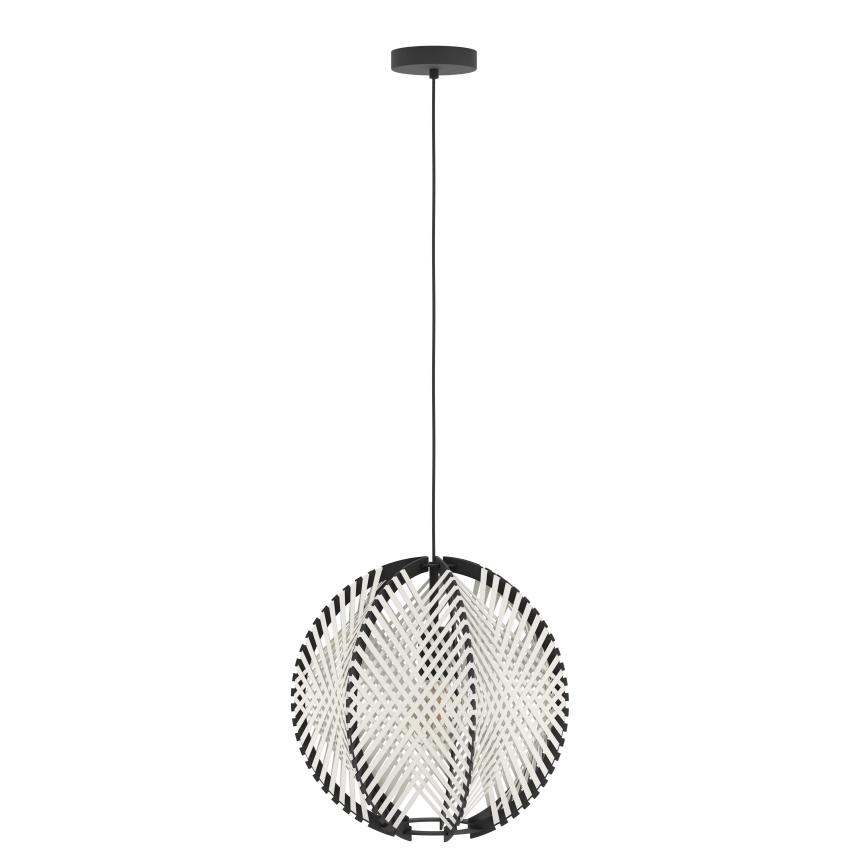 Eglo - Ljuskrona med textilsladd 1xE27/40W/230V diameter 40 cm vit/svart