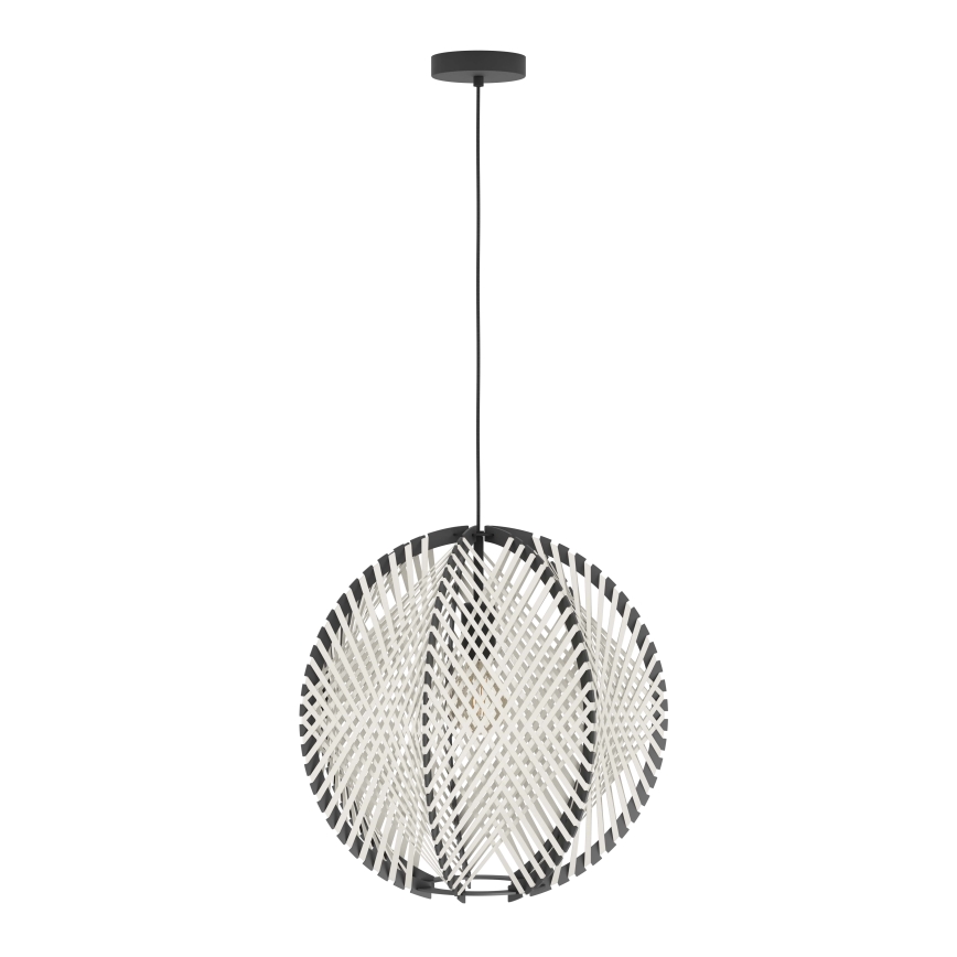 Eglo - Ljuskrona med textilsladd 1xE27/40W/230V diameter 48 cm vit/svart