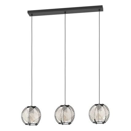 Eglo - Ljuskrona med textilsladd 3xE27/40W/230V vit/svart