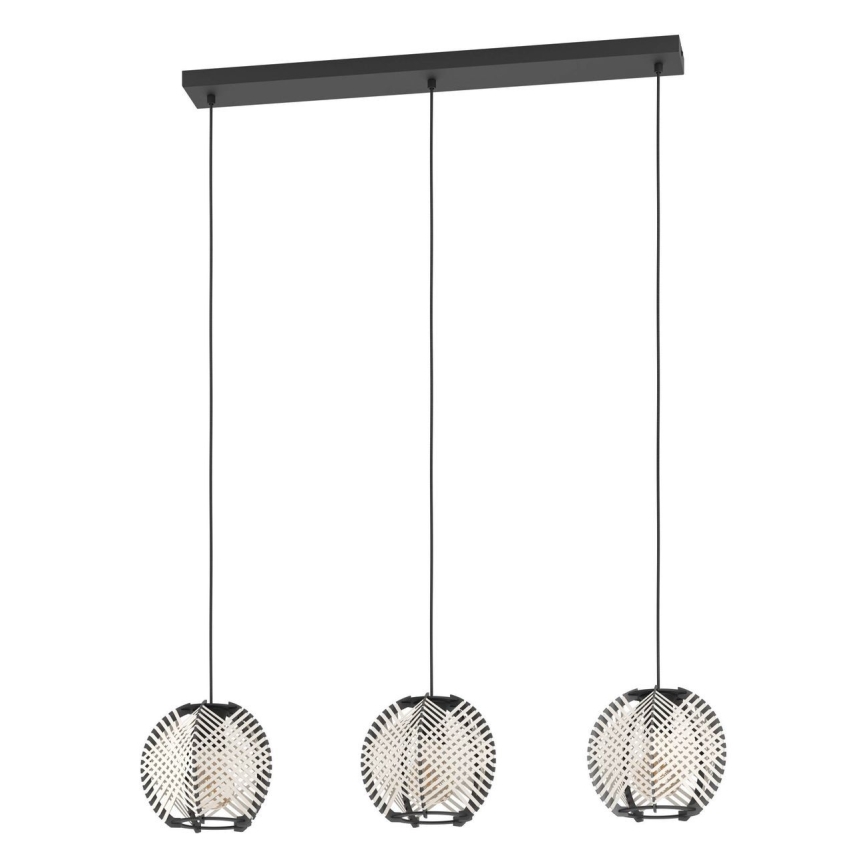Eglo - Ljuskrona med textilsladd 3xE27/40W/230V vit/svart