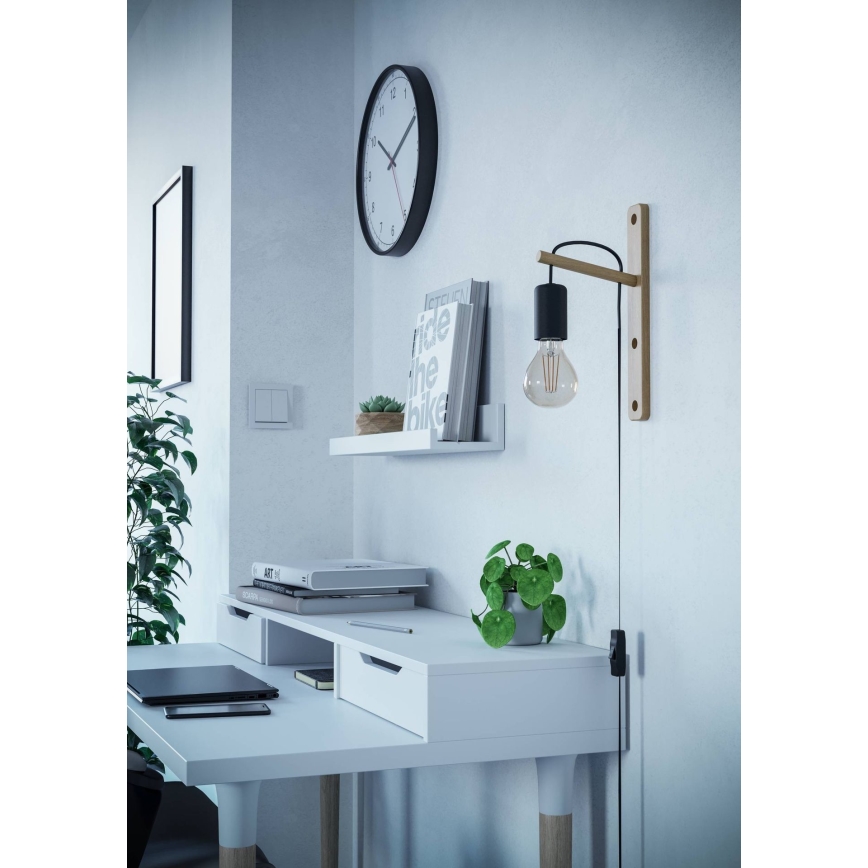 Eglo - Vägglampa 1xE27/10W/230V gummifikon brun/svart