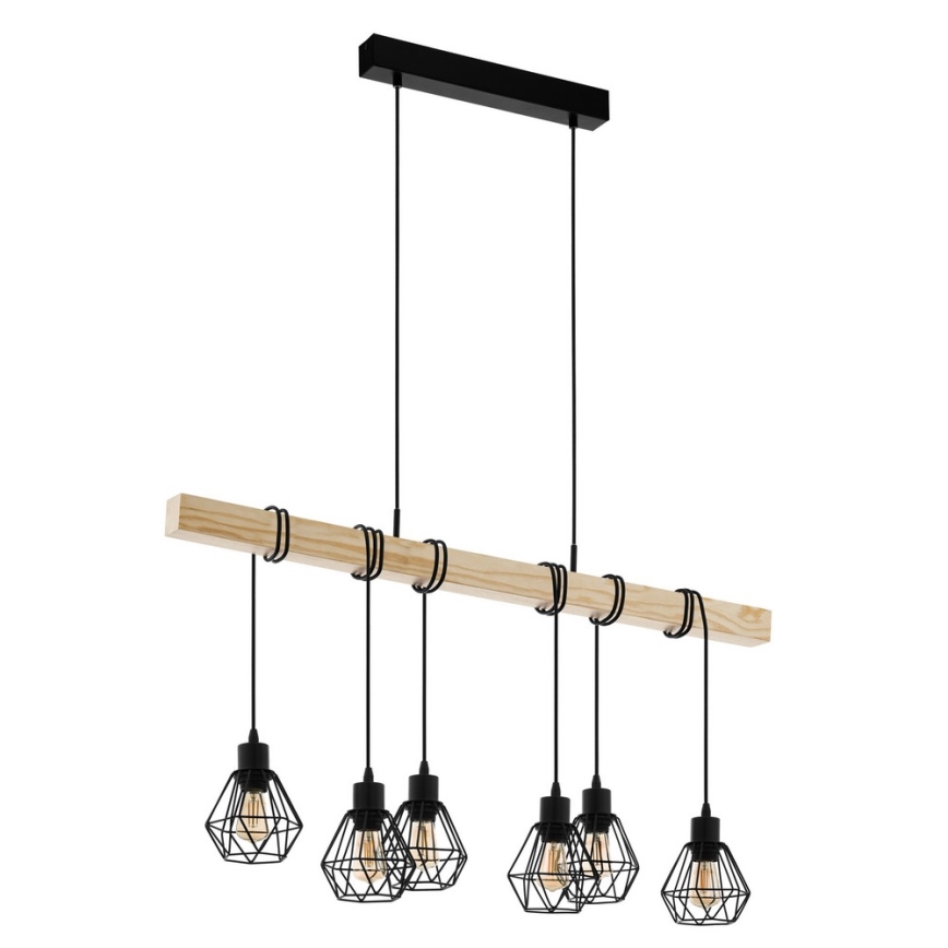 Eglo - Ljuskrona med textilsladd TOWNSHEND 6xE27/60W/230V - FSC certifierade