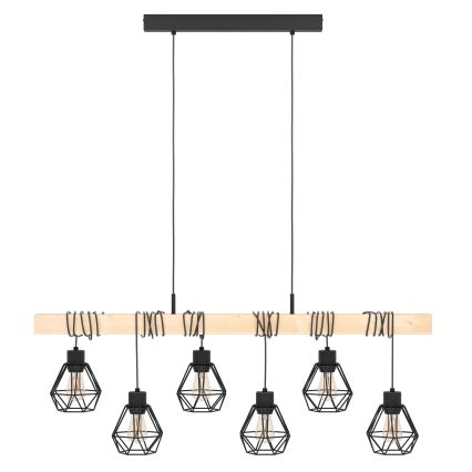 Eglo - Ljuskrona med textilsladd TOWNSHEND 6xE27/60W/230V - FSC certifierade