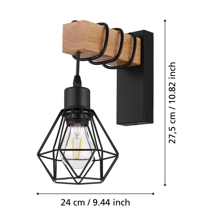 Eglo - Vägglampa TOWNSHEND 1xE27/60W/230V
