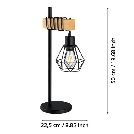 Eglo - Bordslampa TOWNSHEND 1xE27/60W/230V - FSC certifierade