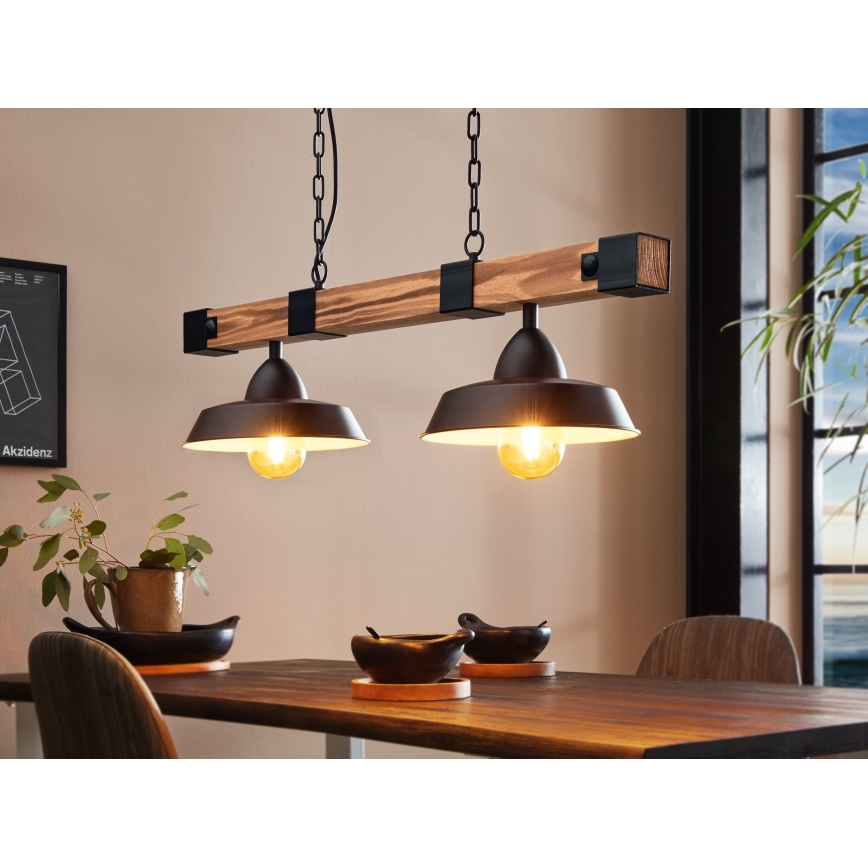 Eglo - Ljuskrona på kedja 2xE27/60W/230V - FSC certifierade