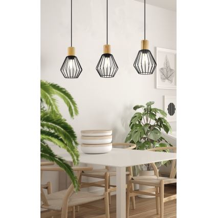 Eglo - Ljuskrona med textilsladd 3xE27/60W/230V