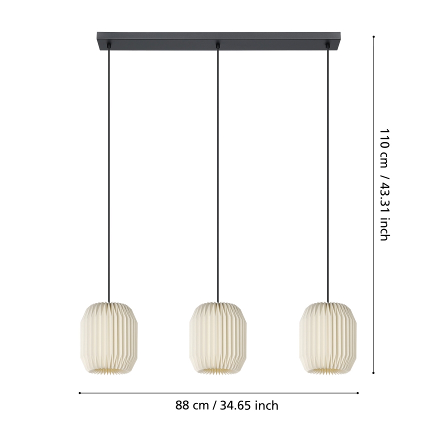 Eglo - Ljuskrona med textilsladd 3xE27/40W/230V