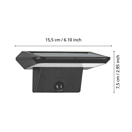 Eglo - LED solcell väggbelysning med sensor LED/20W/3,7V IP44