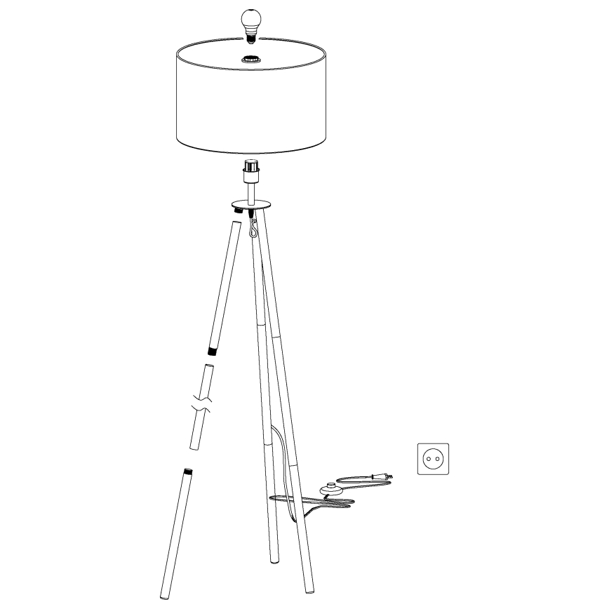 Eglo 49148 - Golvlampa BIDFORD 1xE27/60W/230V