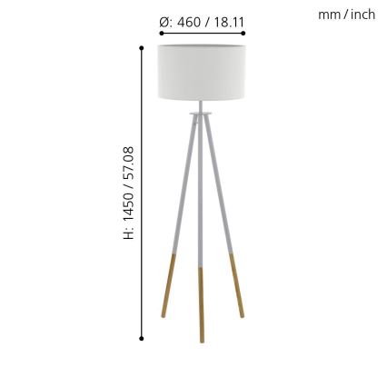 Eglo 49156 - Golvlampa BIDFORD 1xE27/60W/230V