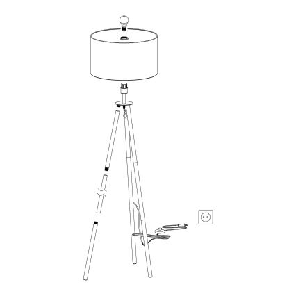 Eglo 49156 - Golvlampa BIDFORD 1xE27/60W/230V