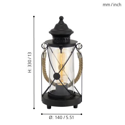 Eglo 49283 - Bordslampa BRADFORD 1xE27/60W/230V
