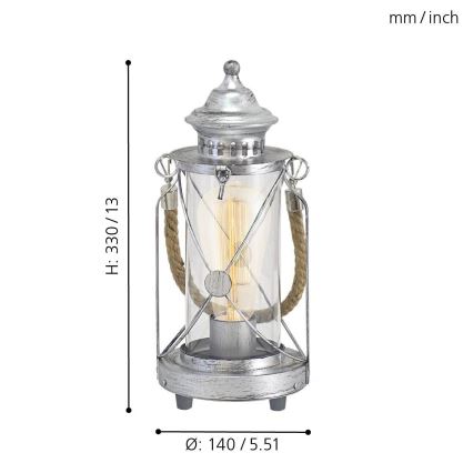 Eglo 49284 - Bordslampa BRADFORD 1xE27/60W/230V
