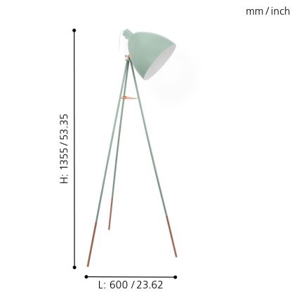 Eglo 49342 - Golvlampa DUNDEE 1xE27/60W/230V