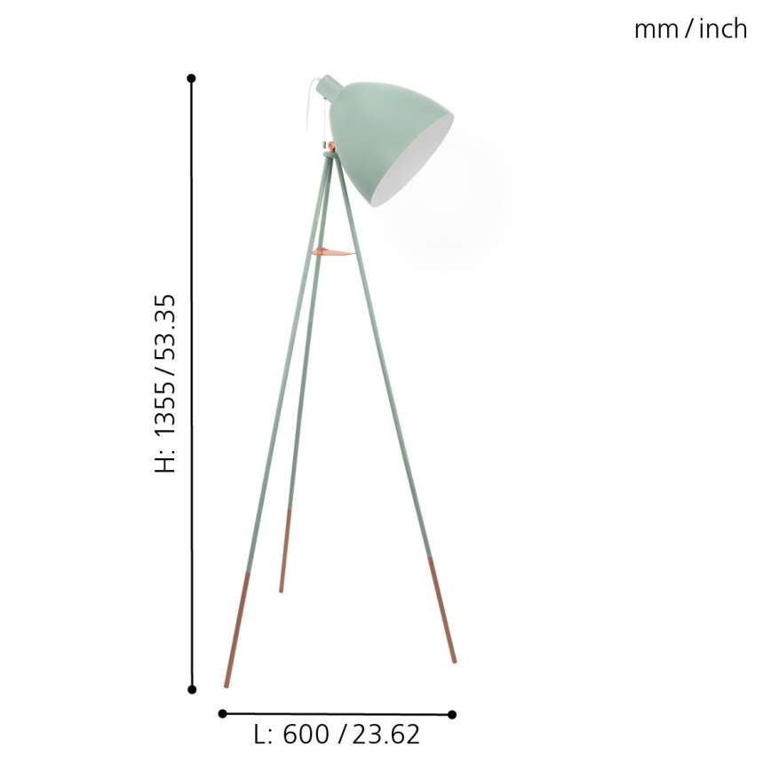 Eglo 49342 - Golvlampa DUNDEE 1xE27/60W/230V