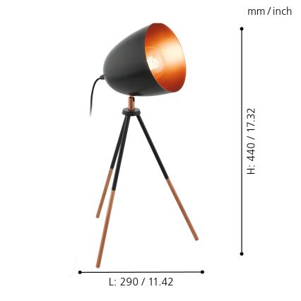 Eglo 49385 - Bordslampa CHESTER 1xE27/60W/230V