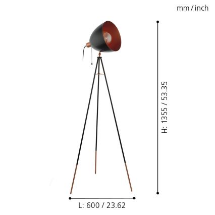 Eglo 49386 - Golvlampa CHESTER 1xE27/60W/230V