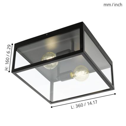 Eglo 49392 - Takbelysning CHARTERHem 2xE27/60W/230V