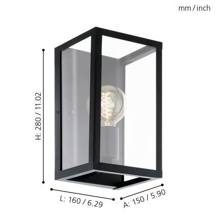 Eglo - Vägglampa 1xE27/60W/230V