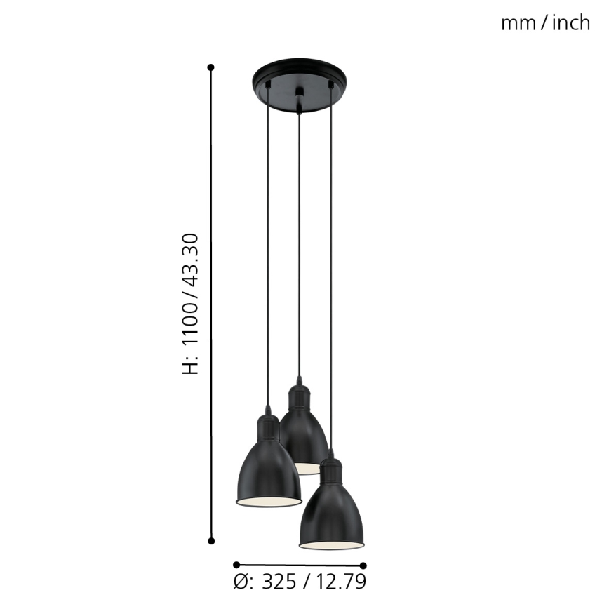 Eglo - Taklampa 3xE27/60W/230V