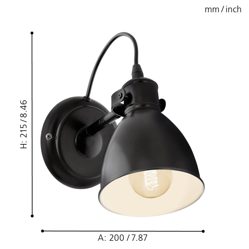 Eglo 49468 - Väggbelysning PRIDDY 1xE27/40W/230V