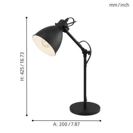 Eglo 49469 - Bordslampa PRIDDY 1xE27/40W/230V