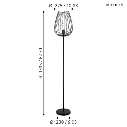 Eglo 49474 - Golvlampa NEWTOWN 1xE27/60W/230V
