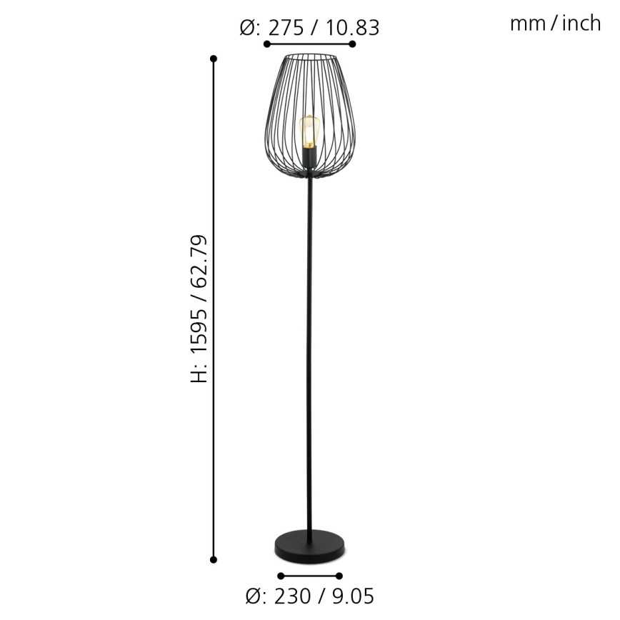 Eglo 49474 - Golvlampa NEWTOWN 1xE27/60W/230V