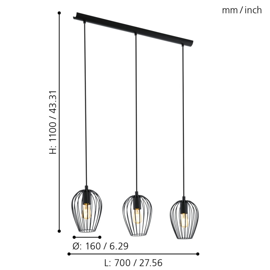 Eglo - Taklampa 3xE27/60W/230V