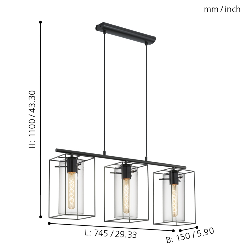 Eglo - Taklampa 3xE27/60W/230V