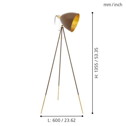 Eglo 49519 - Golvlampa CHESTER 1 1xE27/60W/230V