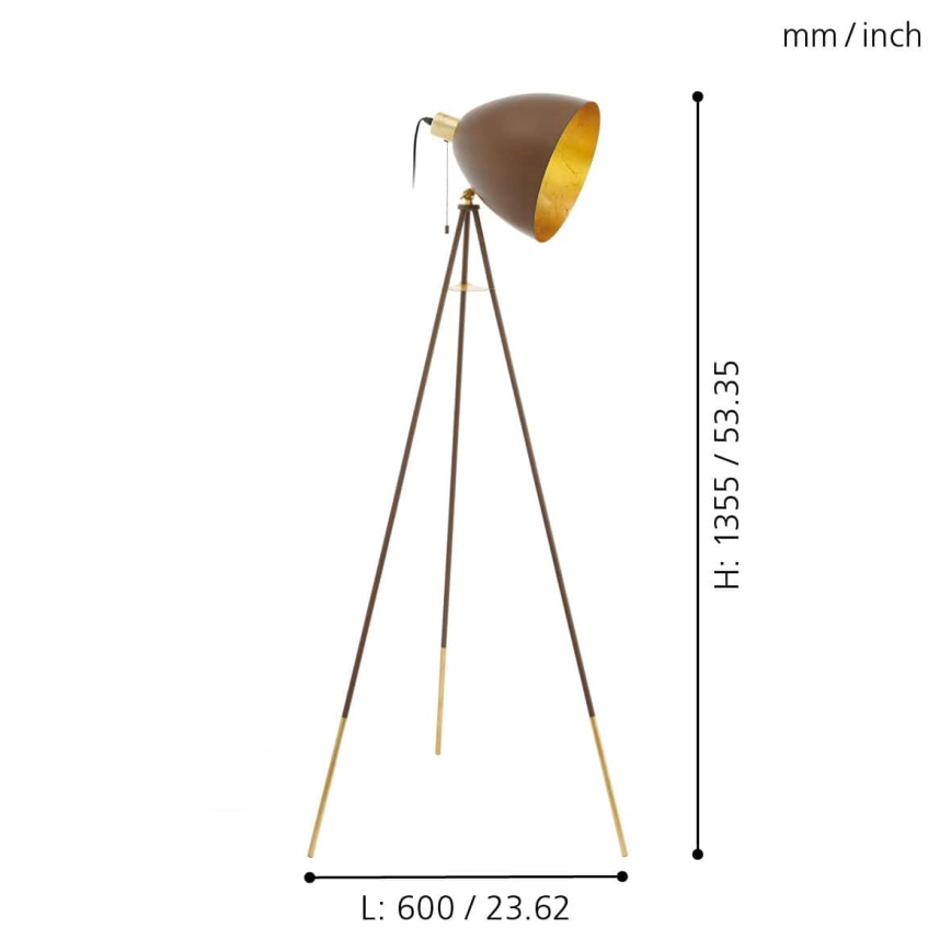 Eglo 49519 - Golvlampa CHESTER 1 1xE27/60W/230V