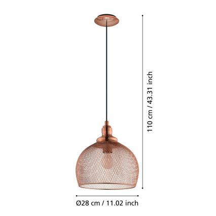 Eglo 49738 - Hängande lampa STRAITON 1xE27/60W