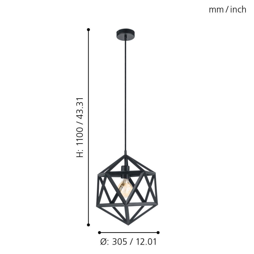 Eglo 49761 - Hängande lampa EMBLETON 1xE27/60W/230V