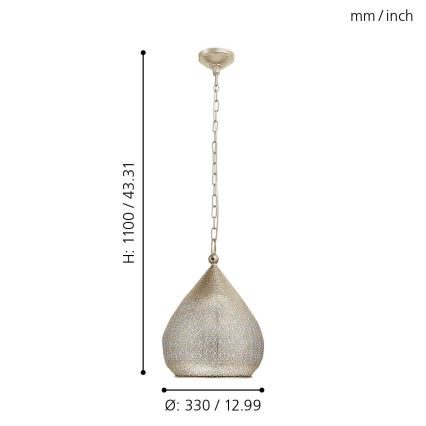 Eglo 49768 - Hängande lampa MELILLA 1xE27/60W