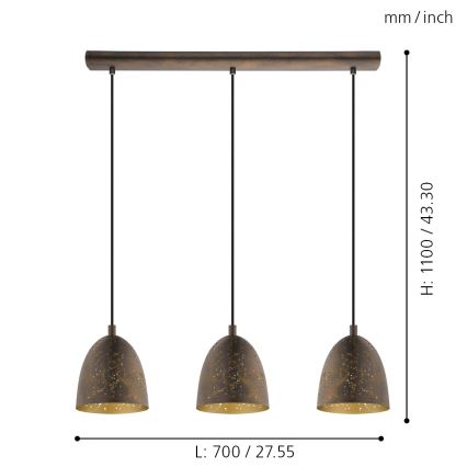 Eglo 49871 - Hängande lampa SAFI 3xE27/60W