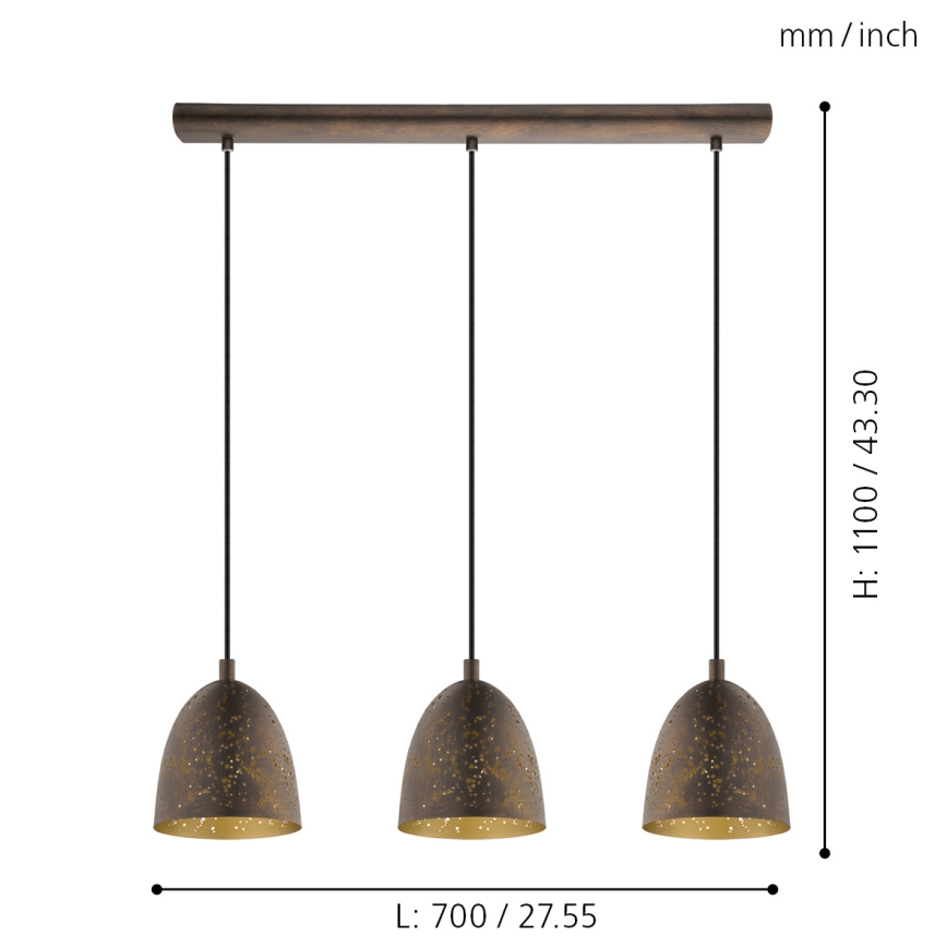 Eglo 49871 - Hängande lampa SAFI 3xE27/60W