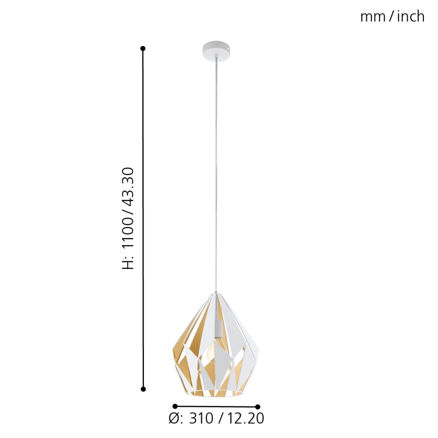 Eglo 49932 - Hängande lampa CARLTON 1 1xE27/60W/230V