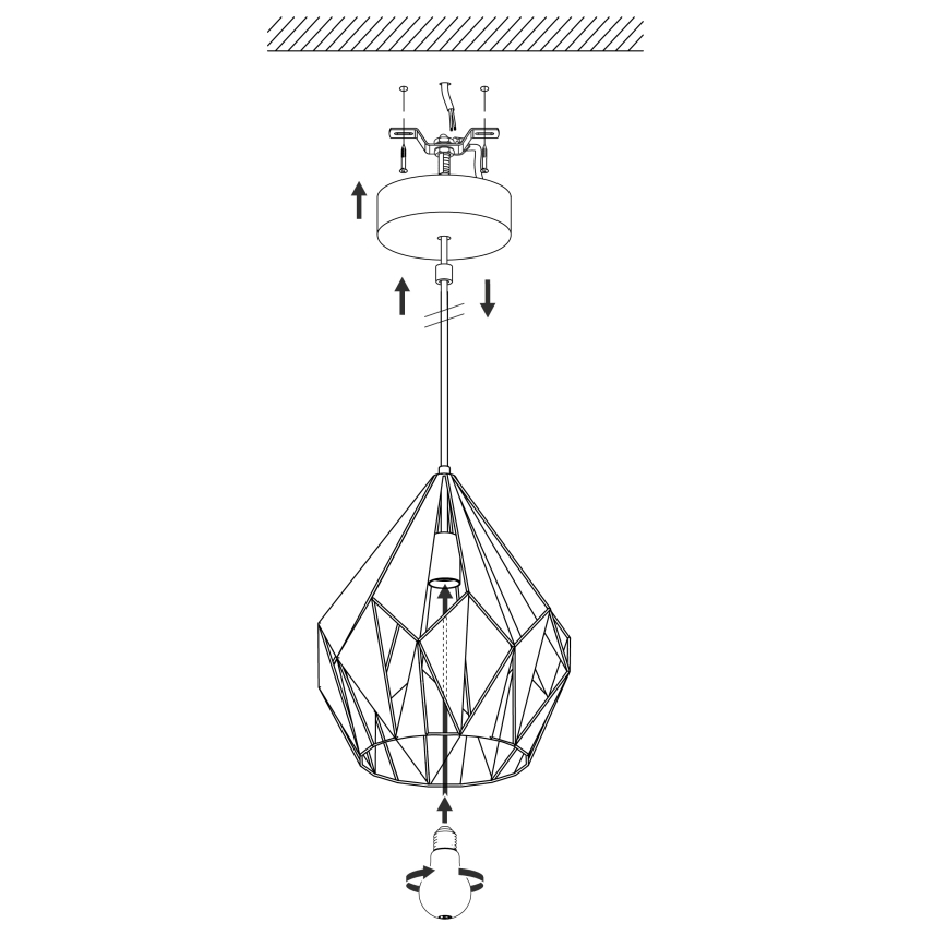 Eglo 49932 - Hängande lampa CARLTON 1 1xE27/60W/230V