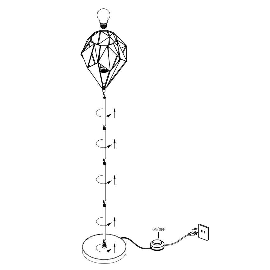 Eglo 49994 - Golvlampa CARLTON 1 1xE27/60W/230V
