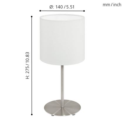 Eglo 54744 - Bordslampa ANADIA 1xE14/40W/230V vit/matt krom